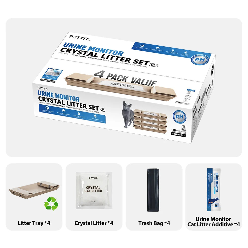 PETKIT Urine Monitor Crystal Litter Set - 4 Packs (Exclusively for Purobot Crystal Duo litter boxes)