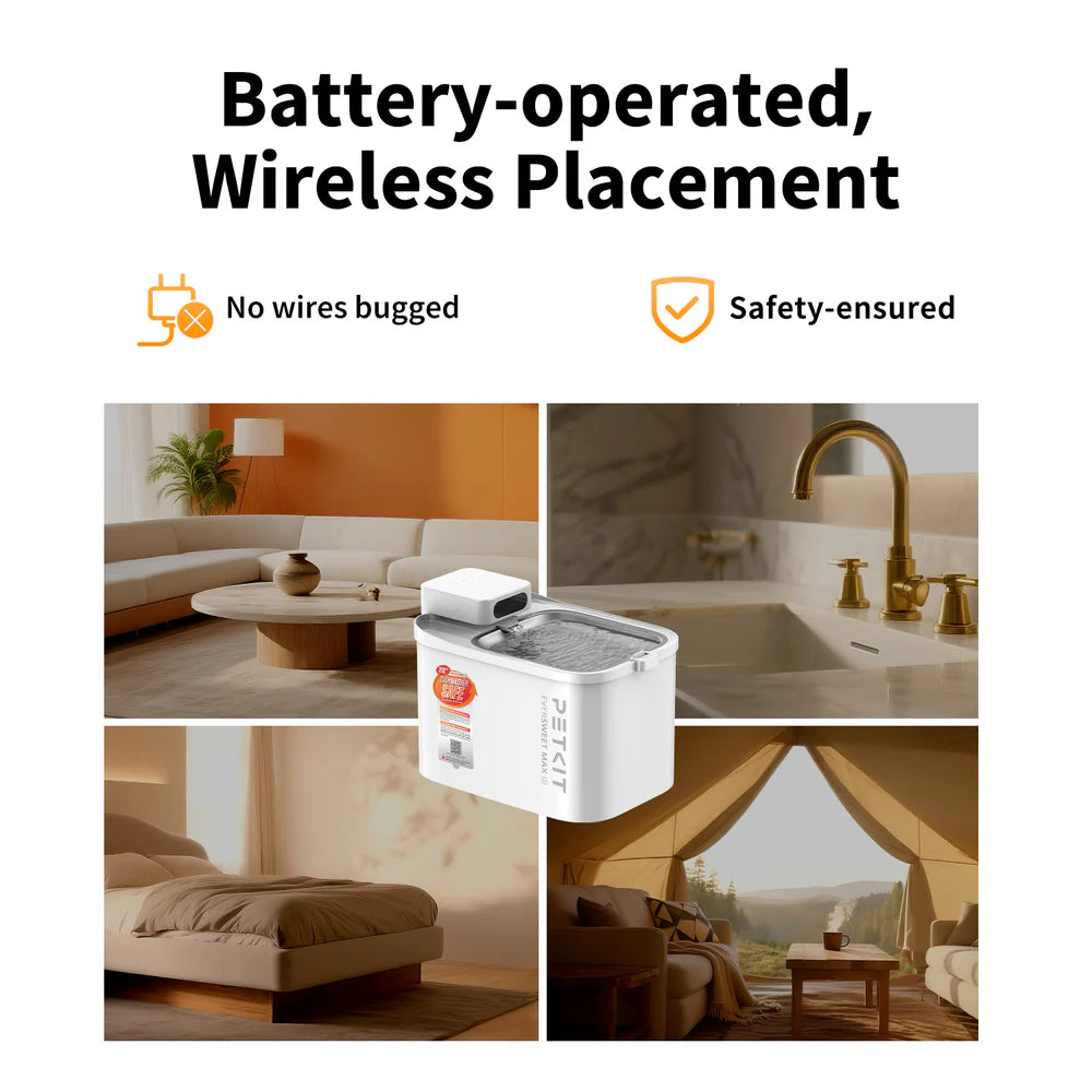 Eversweet Max 2.0 "UVC Pump" - CORDLESS Automatic Water Fountain